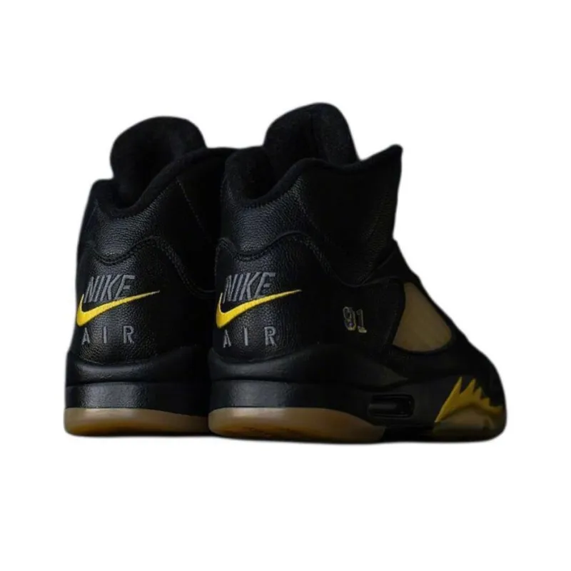 Jordan Air Jordan 5 Anti-Slip Wear-Resistant Mid-Top Vintage Basketball Shoes Men's Black-2