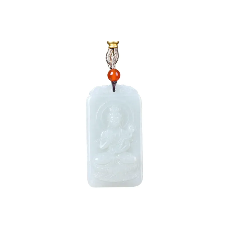 Jing Ruyu Hetian Jade Necklaces Pale Greenish White Jade Unisex-9
