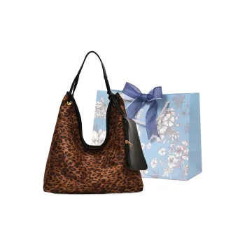 REDOO PU Tote Bag Shoulder Bag Regular Women's Leopard Print Coffee/Leopard Print Black