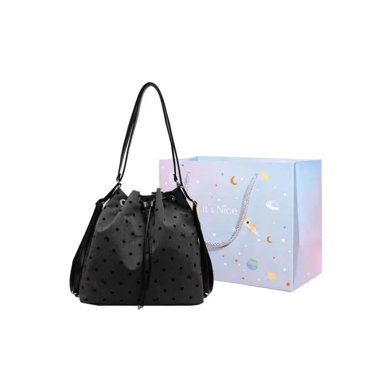 GOX Canvas Bag, Bucket Bag, Shoulder Bag Women's Stars/Polka Dot/Bowknot/Heart-11