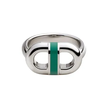 HERMES Stainless Steel Rings Unisex Peacock Green