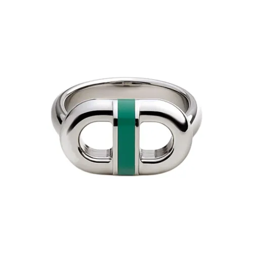 HERMES Stainless Steel Rings Unisex Peacock Green