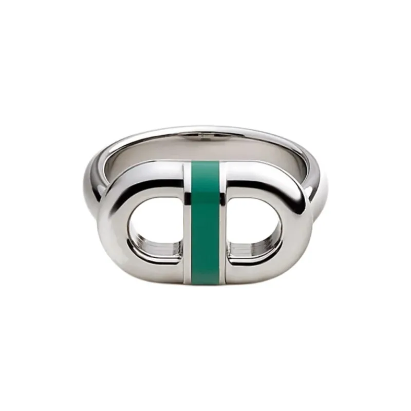 HERMES Stainless Steel Rings Unisex Peacock Green-0