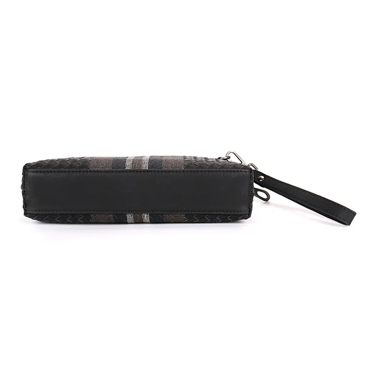 ROSEROOEN Cow Leather Clutch Large Size Men's Black-3