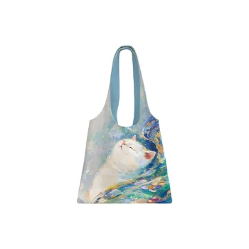 AOSONG Suede Tech Fabric Tote Bag Shopping Bag Crossbody Bag Shoulder Bag Regular Unisex Relaxing Cat And Monk