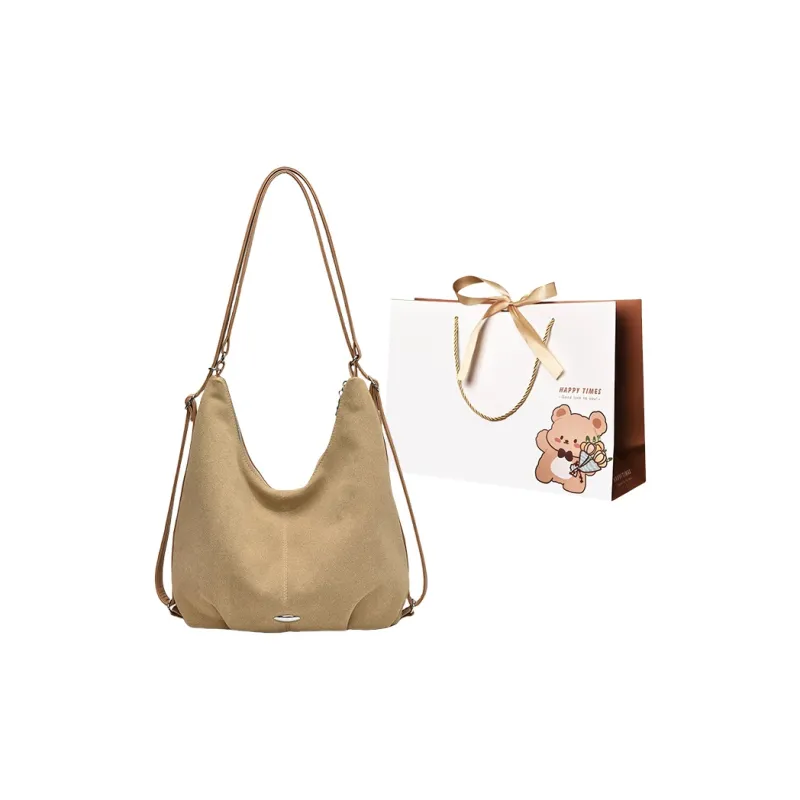 ERANGBEAR PU Double Shoulder Bag, Crossbody Bag Women's Black Coffee Brown Khaki-10