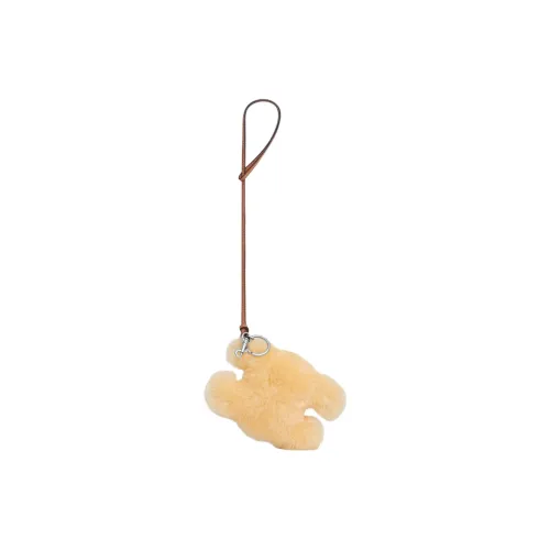 CELINE Triomphe POM-POM Keyring In Shearling And Smooth Calfskin