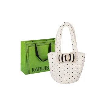 KARUISHA Cotton Handbag Regular Women's White/Ecru/Small Bear Ecru/Small Flower Ecru/Khaki