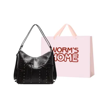 Worm's Home Synthetic Leather Backpack Shoulder Bag Regular Women's Black/Khaki/Brown/Coffee