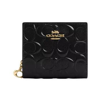 COACH Snap Wallet Leather Wallet Mini Women's Gold & Black