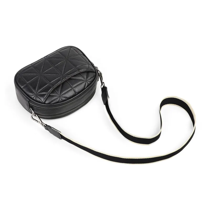 PT'SON Cow Leather Patchwork Synthetic Leather Shoulder Bag Crossbody Bag Regular Women's Black-3