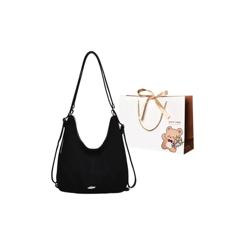 ERANGBEAR PU Double Shoulder Bag, Crossbody Bag Women's Black Coffee Brown Khaki