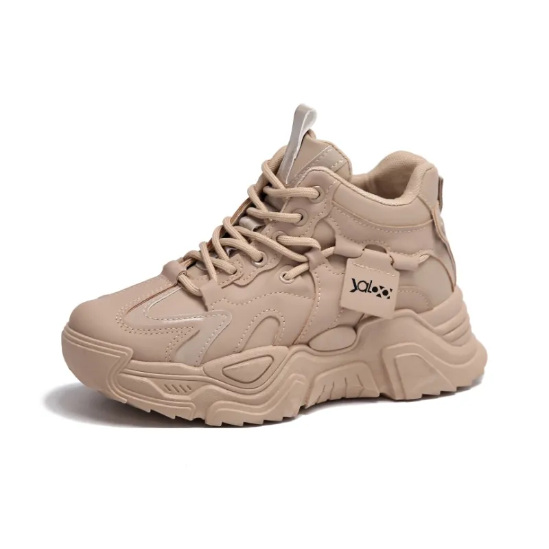 Yalu Chunky Sneakers Women's Low Top White/Khaki/Black-3