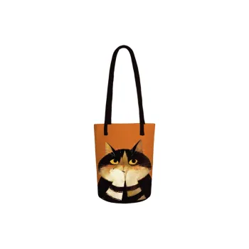 AOSONG Suede Tech Fabric Shoulder Bag Unisex Black/Orange