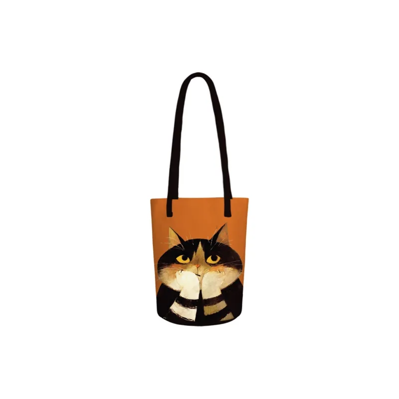 AOSONG Suede Tech Fabric Shoulder Bag Unisex Black/Orange-0