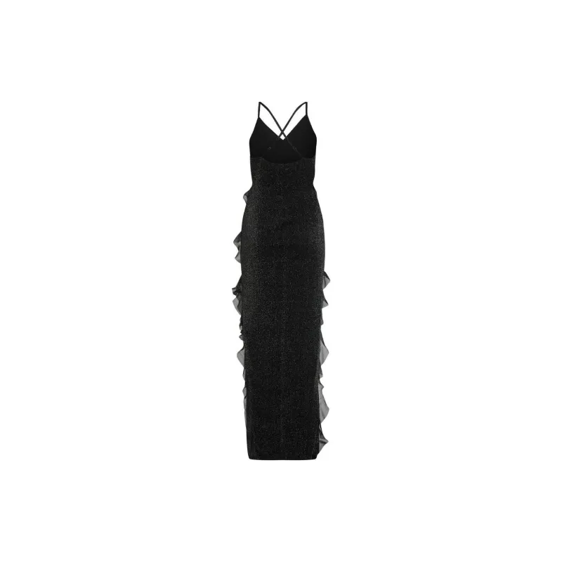 Karl Lagerfeld Lurex Ruffle Maxi Dress-1