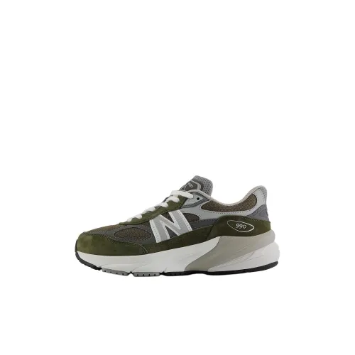 New Balance FuelCell 990v6 Anti Slip Wear Resistant Low Top Kids Lifestyle Shoes Green Gray Kids'
