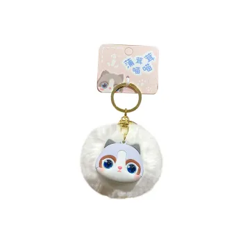 Baimao Rex Rabbit Fur+PVC Keychains Unisex