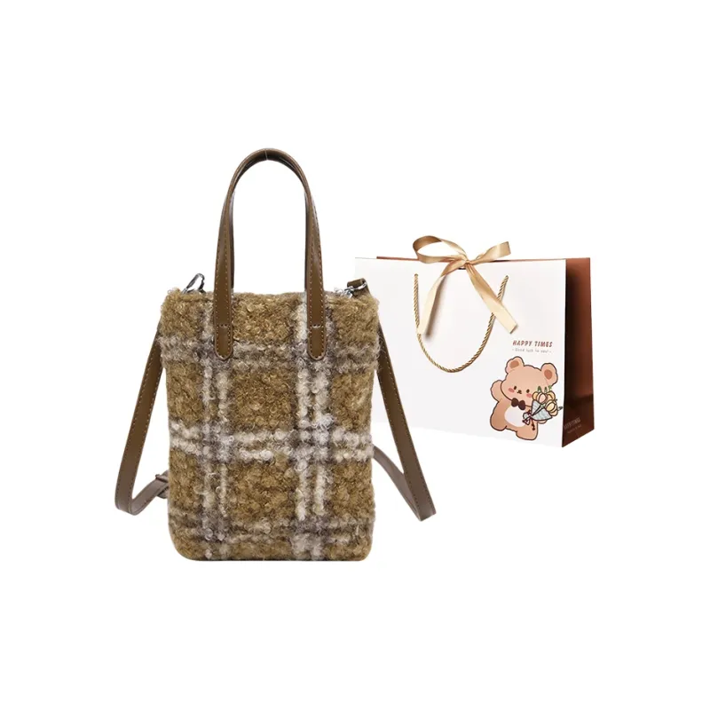 ERANGBEAR PU One Shoulder Handbag Women's Black Checkered/Black Panther Print/Brown Checkered/Brown Leopard Print-7