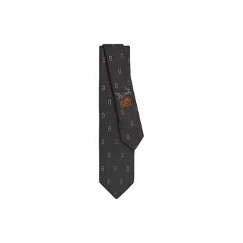 HERMES Mulberry Silk Ties Men's Black