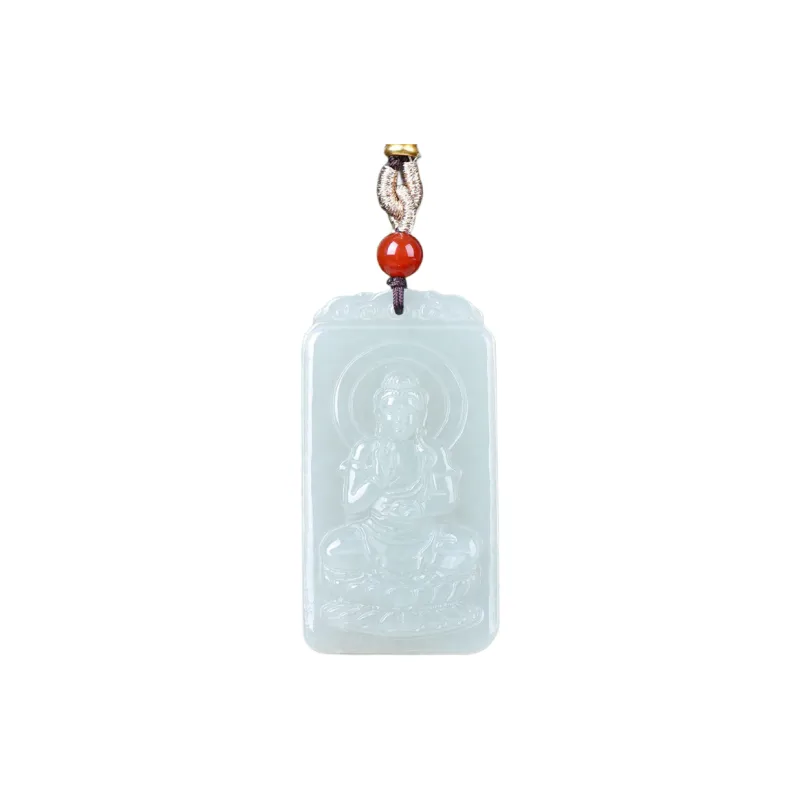 Jing Ruyu Hetian Jade Necklaces Pale Greenish White Jade Unisex-11