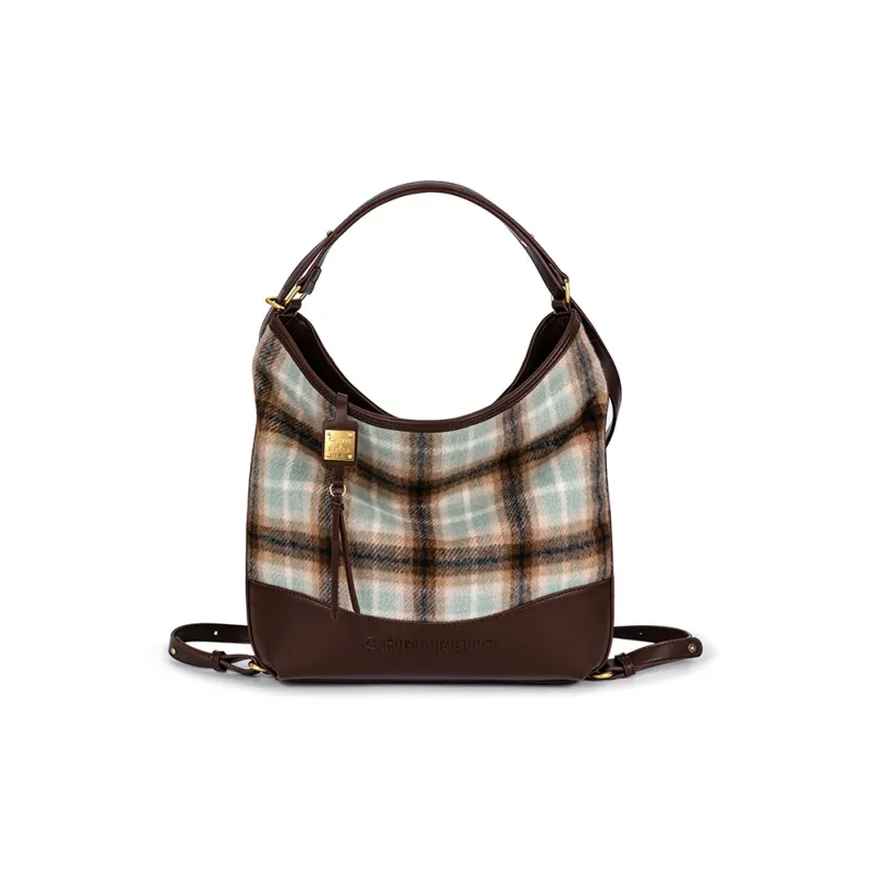 CHRISBELLA Fabric Handbag, Shoulder Bag Medium Size Women's Green/Brown-4