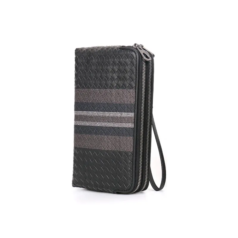 ROSEROOEN Cow Leather Clutch Large Size Men's Black-2