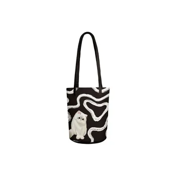 AOSONG Suede Tech Fabric Shoulder Bag Unisex Black/White