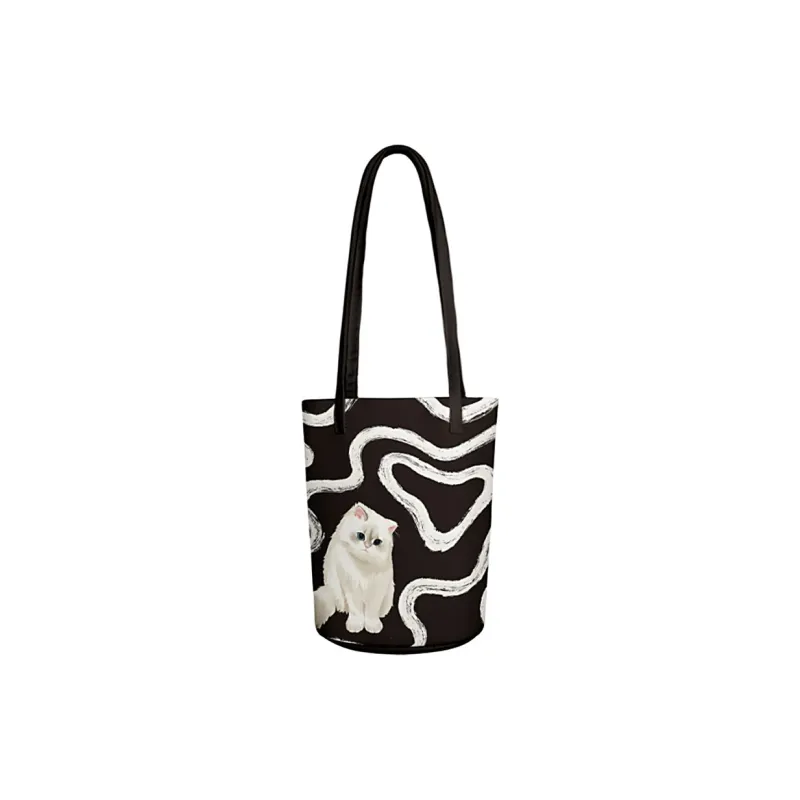 AOSONG Suede Tech Fabric Shoulder Bag Unisex Black/White-0