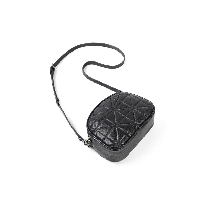 PT'SON Cow Leather Patchwork Synthetic Leather Shoulder Bag Crossbody Bag Regular Women's Black-4