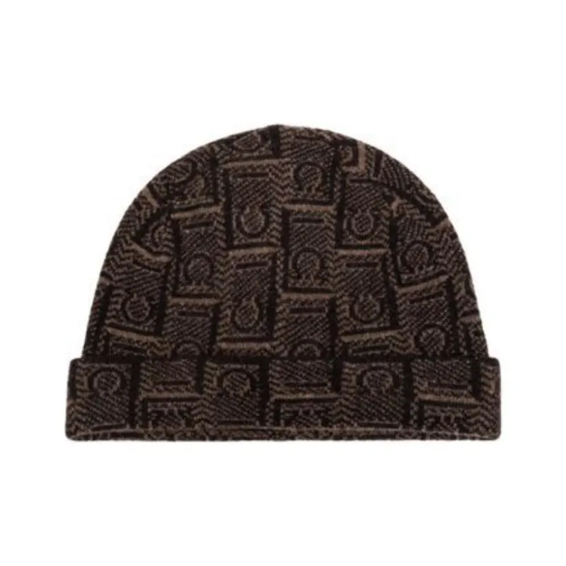 Ferragamo Monogram Jacquard Knitted Beanie-1