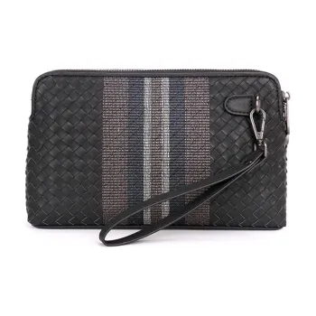 ROSEROOEN Cow Leather Clutch Large Size Men's Black