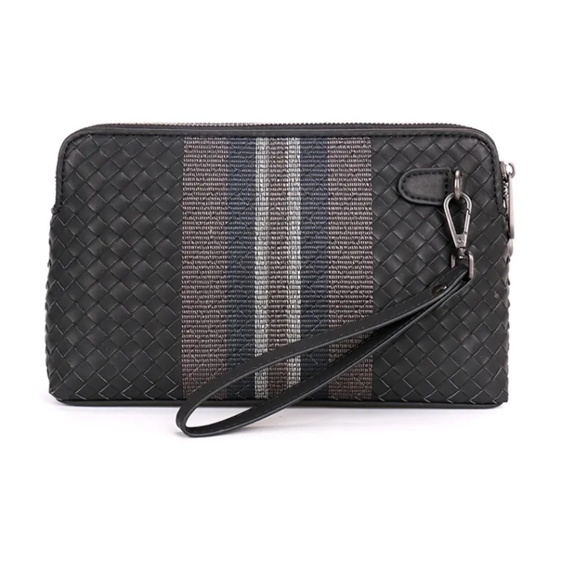 ROSEROOEN Cow Leather Clutch Large Size Men's Black-0