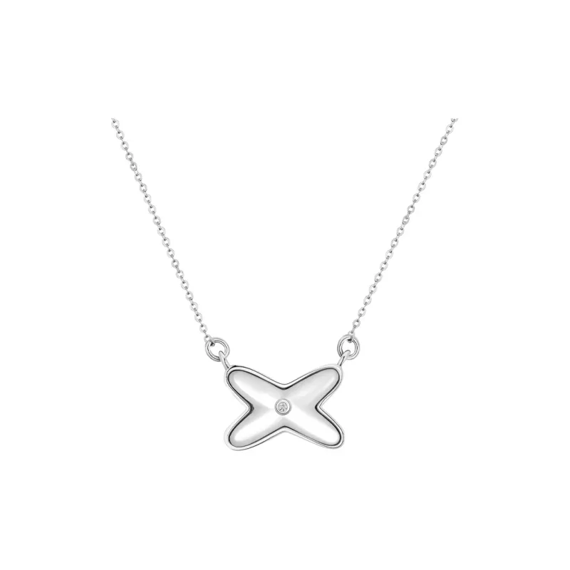 KING OF BLING 925 Silver, Mother Of Pearl, Cubic Zirconia Necklaces Women's-0