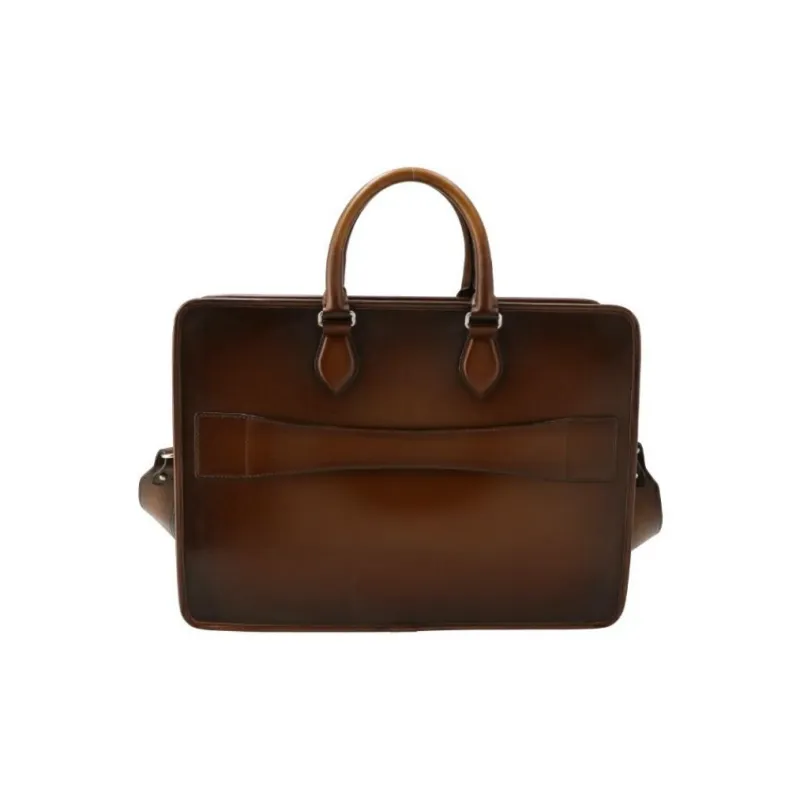 BERLUTI Leather Portable Briefcases Men's Brown-3