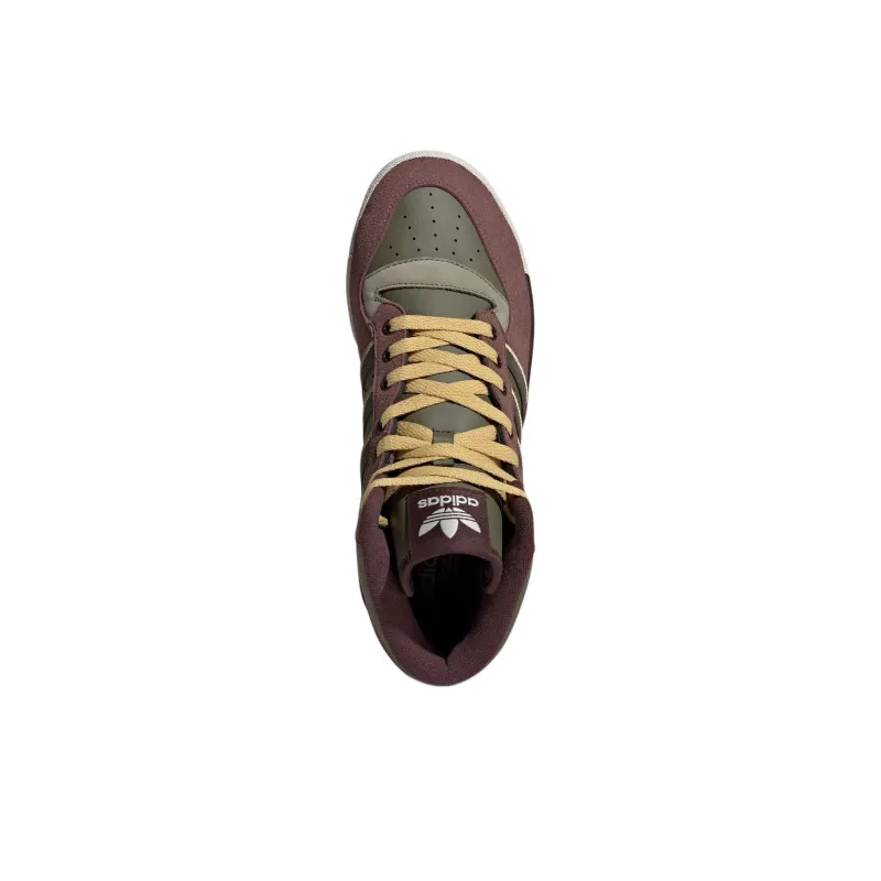 Adidas Originals Rivalry Anti Slip Wear Resistant Mid Top Skateboard Shoes Unisex Brown Green-2