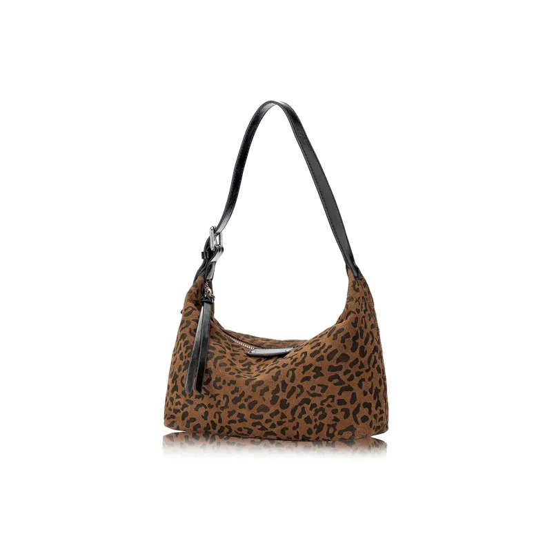 ROBERTA DI CAMERINO Cow Leather Shoulder Bag Women's Brown Leopard/Black-1