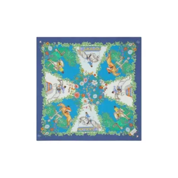 GUCCI Cotton Silk Scarves Men's Blue