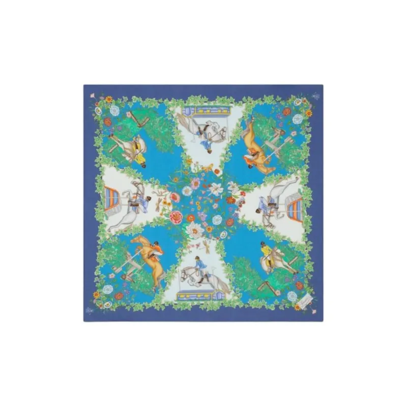 GUCCI Cotton Silk Scarves Men's Blue-0