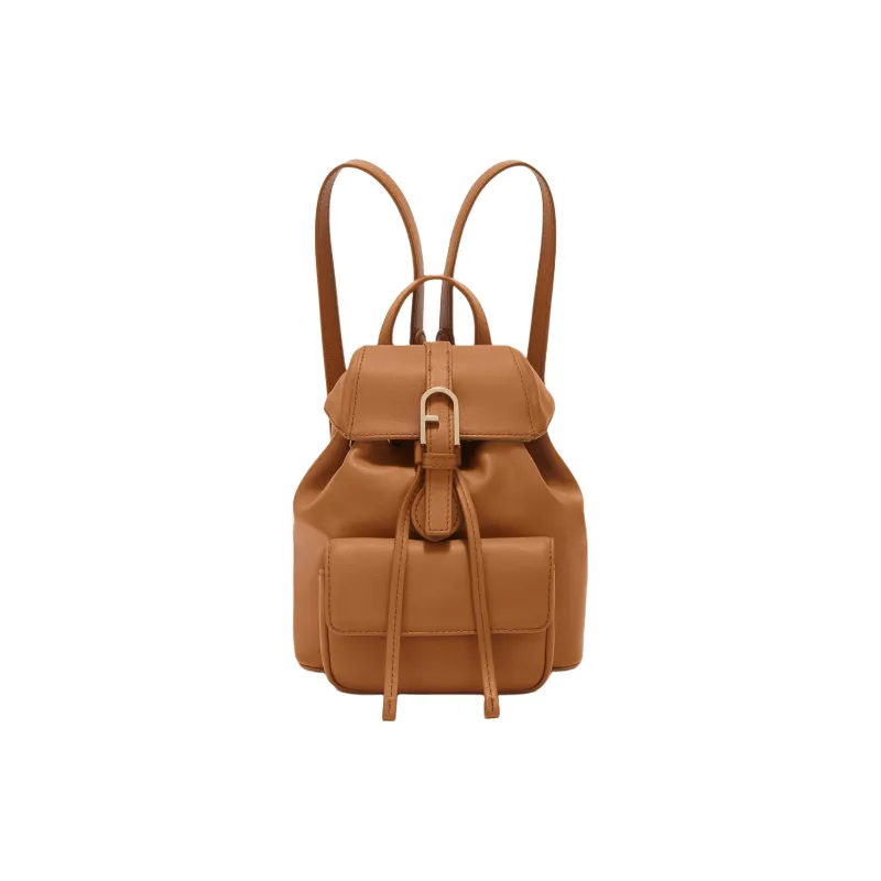 Furla Calfskin Backpack Mini Women's Brandy Brown-0