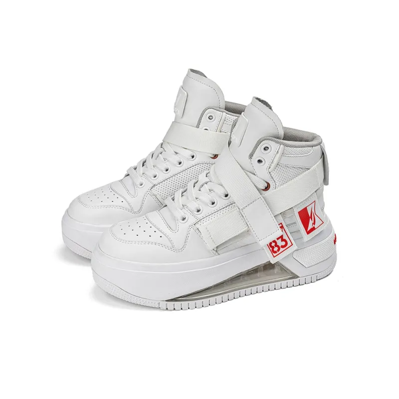NAUTICA Anti Slip And Wear Resistant Height Increasing High Top Skateboard Shoes Women's White-1