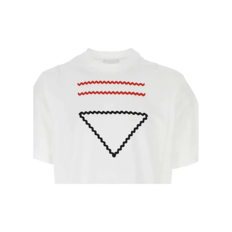 PRADA Logo embroidered T shirt-4