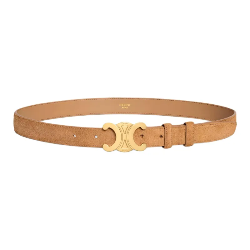 CELINE Medium Triomphe Belt In Suede Calfskin-0