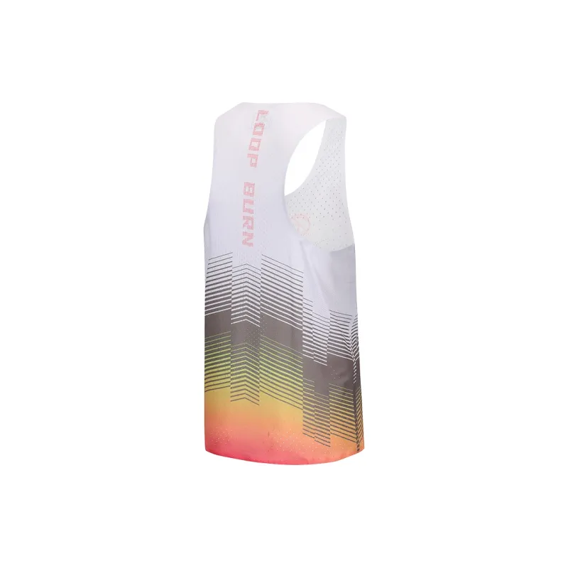LOOP BURN Tank Tops Unisex White Orange Gradient-1