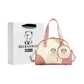 North Pack PU Bowling Bag Shoulder Bag Crossbody Bag Handbag Regular Women's Pink/Brown
