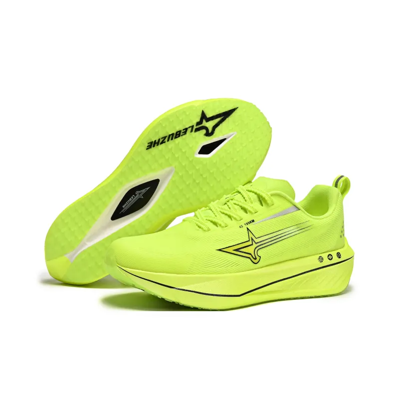 LEBUZHE Low Top Running Shoes Men's Neon Green-4