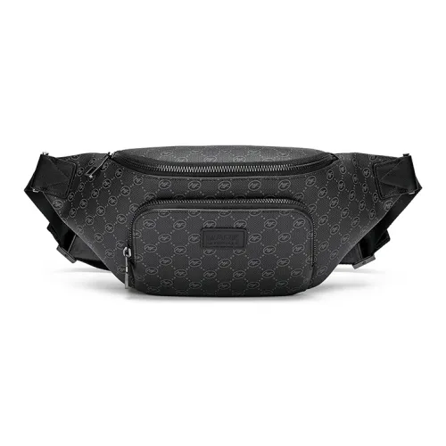 FAIRWHALE Pvc Sling Bag Fanny Pack Regular Unisex Black