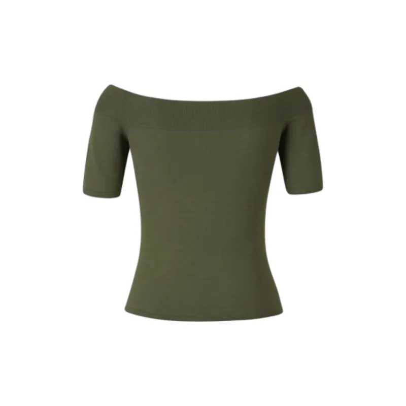 Alexander McQueen Off Shoulder Short Sleeved T Shirt-1