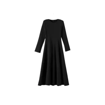 Late White Long Sleeved Dresses Women's Black