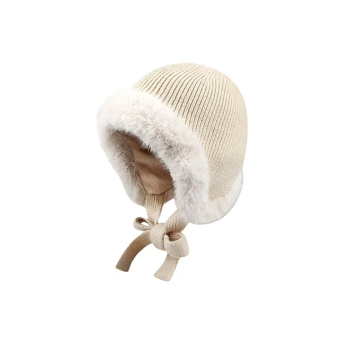 MUSTKOO Rabbit Fur Knitted Fabric Beanies Women's-2